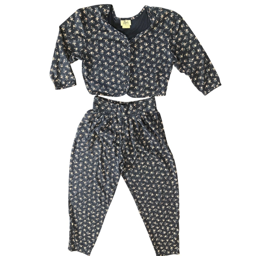 Byer Vintage Cottage Mini Floral Pajama Set Large Coquette Whimsical Crop Top